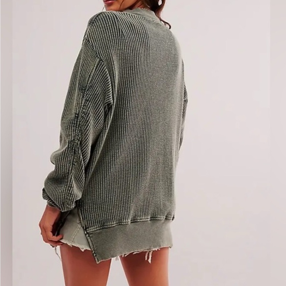 FP ONE Free people Lupo Bomber Cardi - Nevergreen sweater jacket knit Coachella - Picture 5 of 13